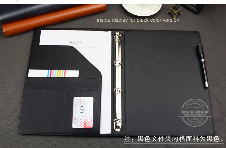 A4 business office PU leather manager file folder a4 agreement menu folders organizer with ring binder 645