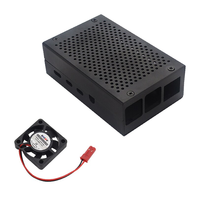 Raspberry  pi 4 aluminium metalkasse + strømforsyning + micro hdmi kabel + køleplade + køleventilator til raspberry 4 model b: Sæt 1
