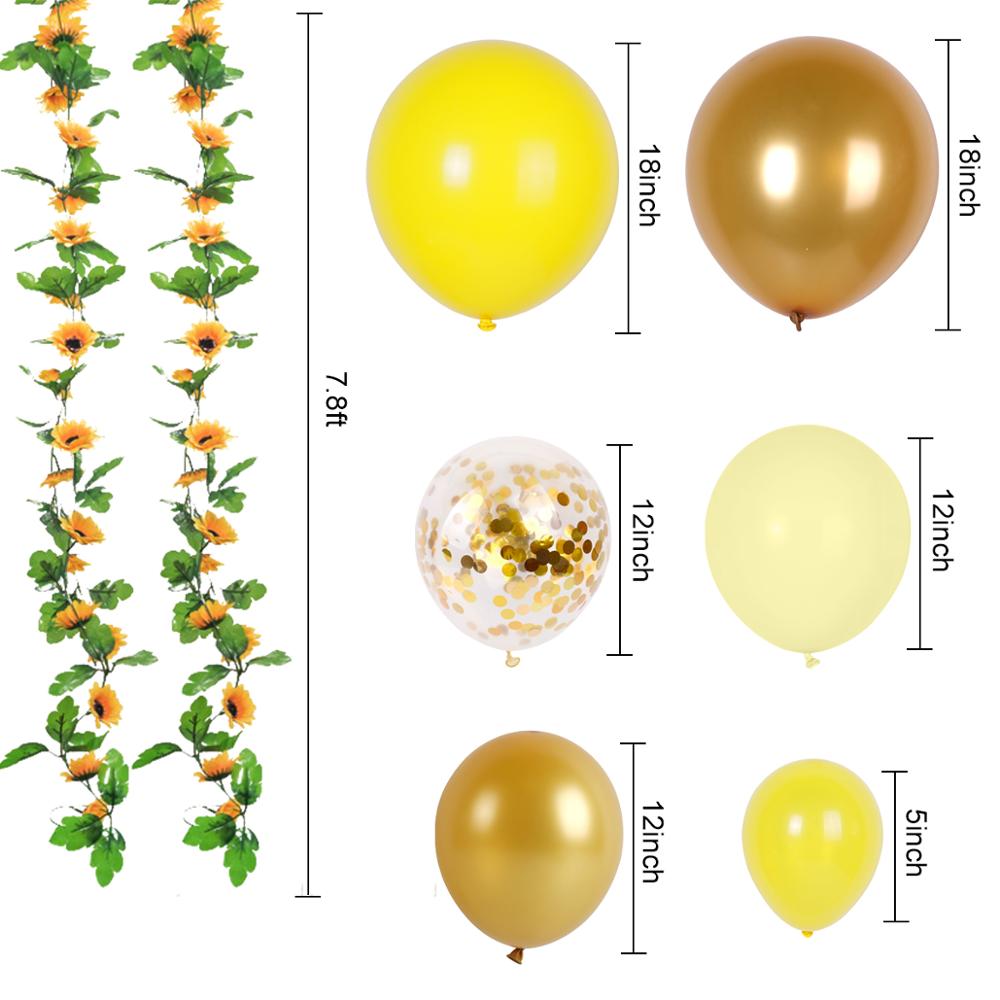 Qifu Zonnebloem Ballon Garland Arch Kit Gele Ballonnen Latex Ballon Verjaardagsfeestje Decoraties Kids Baby Shower Decor Ballonnen