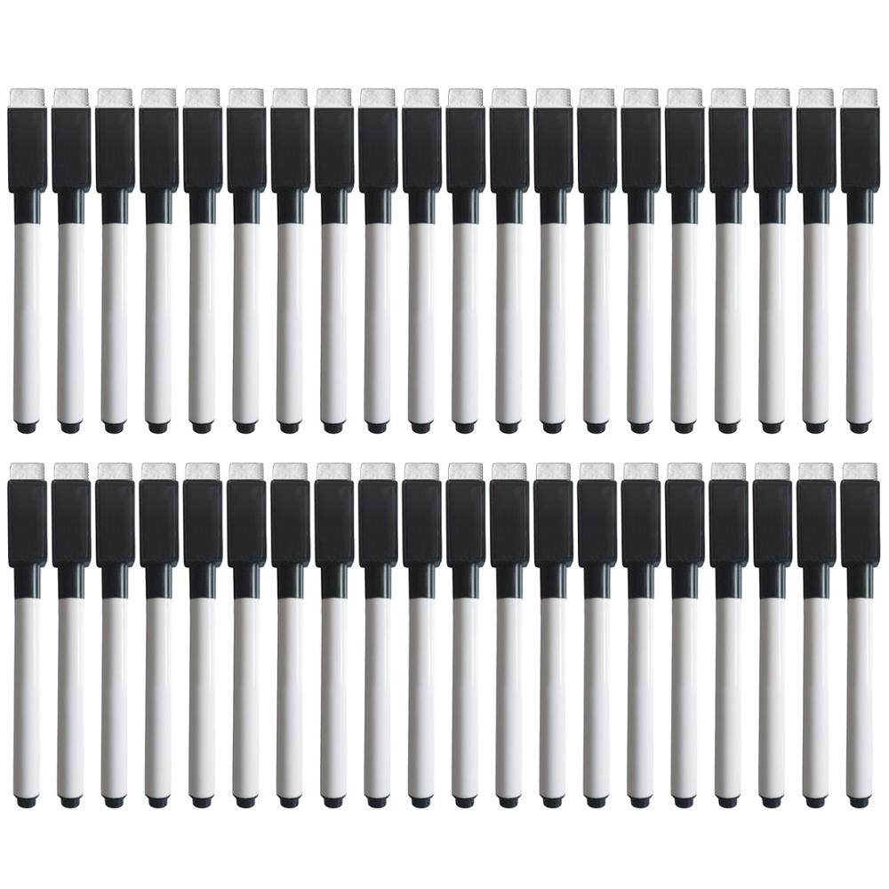 20/40 piezas pizarra magnética borrado en seco pizarra blanca rotuladores con borradores tapa tinta negra para oficina escolar suministros para el hogar