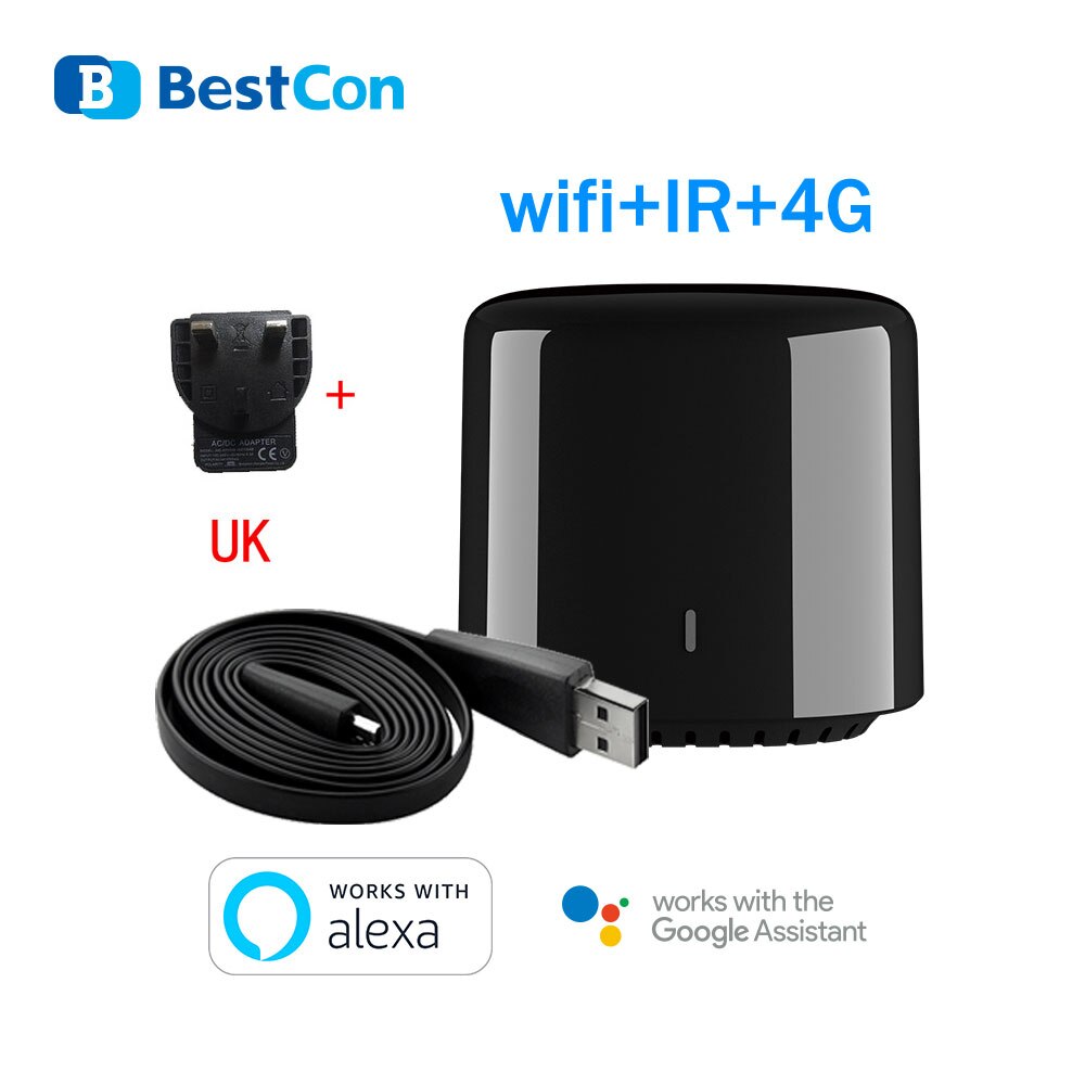 Broadlink  rm4 pro bestcon  rm4c mini universal ir rf fjärrkontroll kompatibel alexa google assistent för ac: Uk adapter  rm4c mini