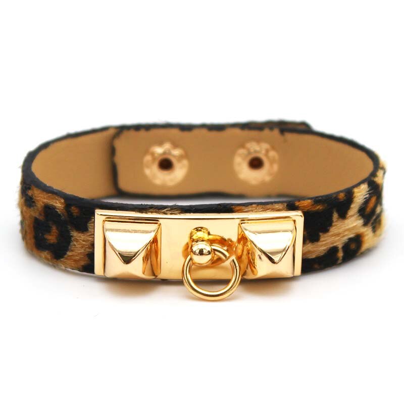 D&D Leather Bracelet For Women Leopard Simple Punk Charms Bracelet Female Cuff Jewelry: Default Title