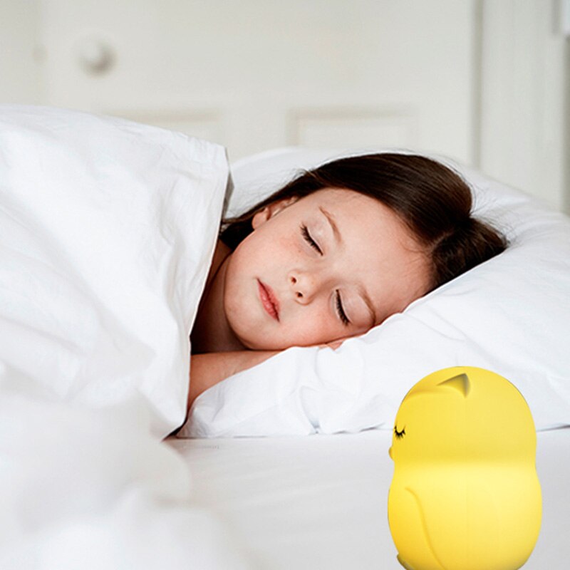 Led-nachtlicht mit cartoon-eule, touch-sensor, fernbedienung, 9 farben, dimm-timer, wiederaufladbare silikonlampe für kinder und babys