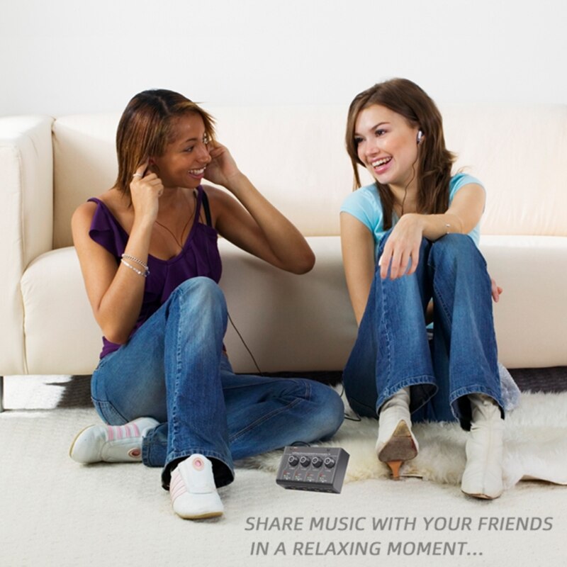 RCA Input 4 Channels Stereo/Mono Switch Mini Headphone Ultra-Compact Amplifier 6.35mm/3.5mm Stereo Output