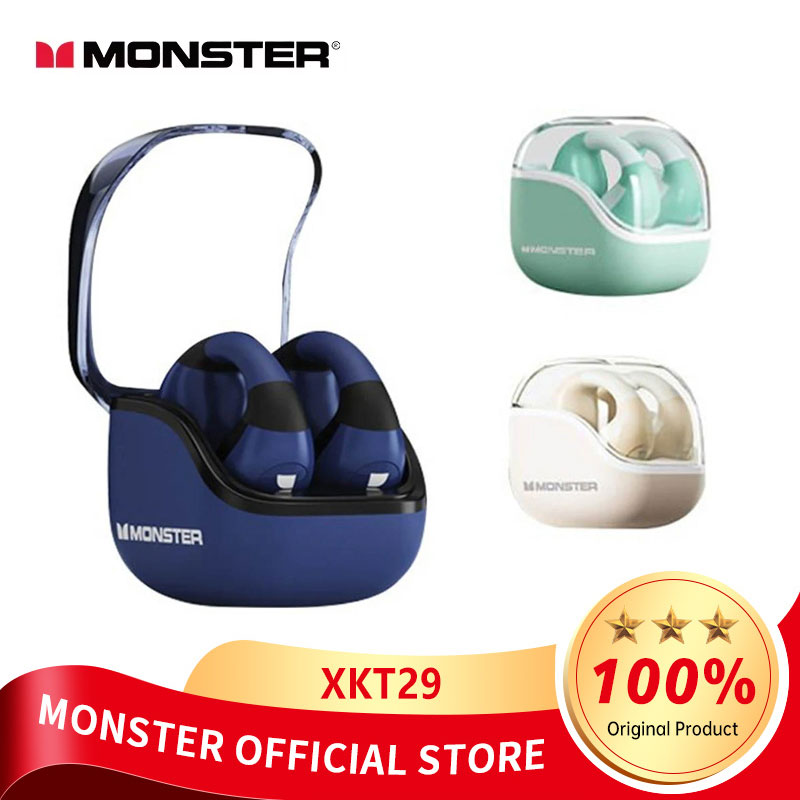 Monster XKT29 Wireless Bluetooth 5.4 Earphones Ear Clip Earbuds HiFi Music Touch Headphones Gaming Noise Reduction With Mic