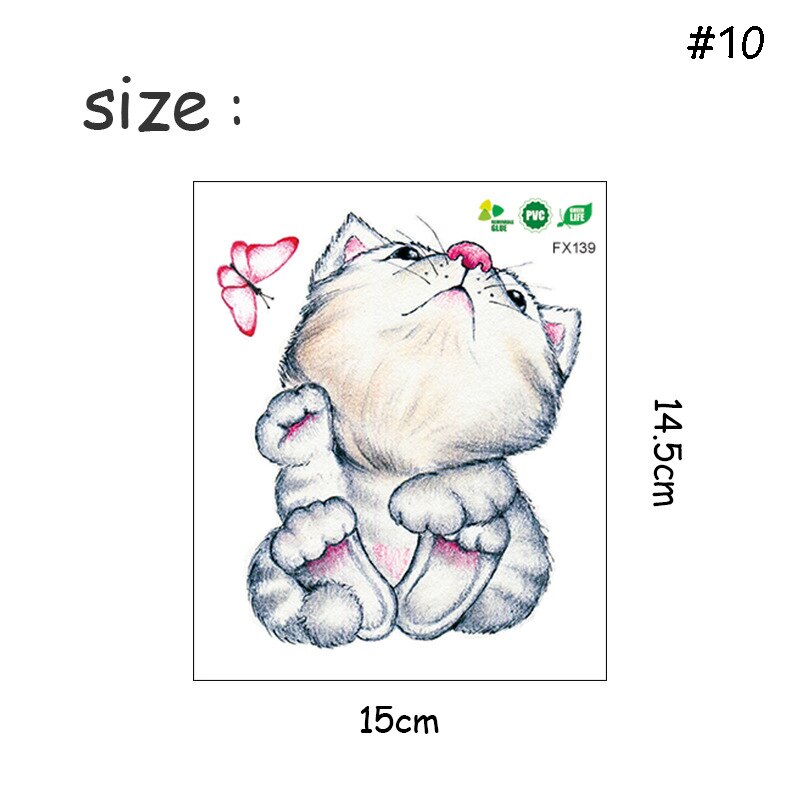 Vandtætte kat toilet klistermærker badeværelse toilet stue boligindretning sød kat mærkat plakat baggrund wallstickers kunst overføringsbilleder: Hvid