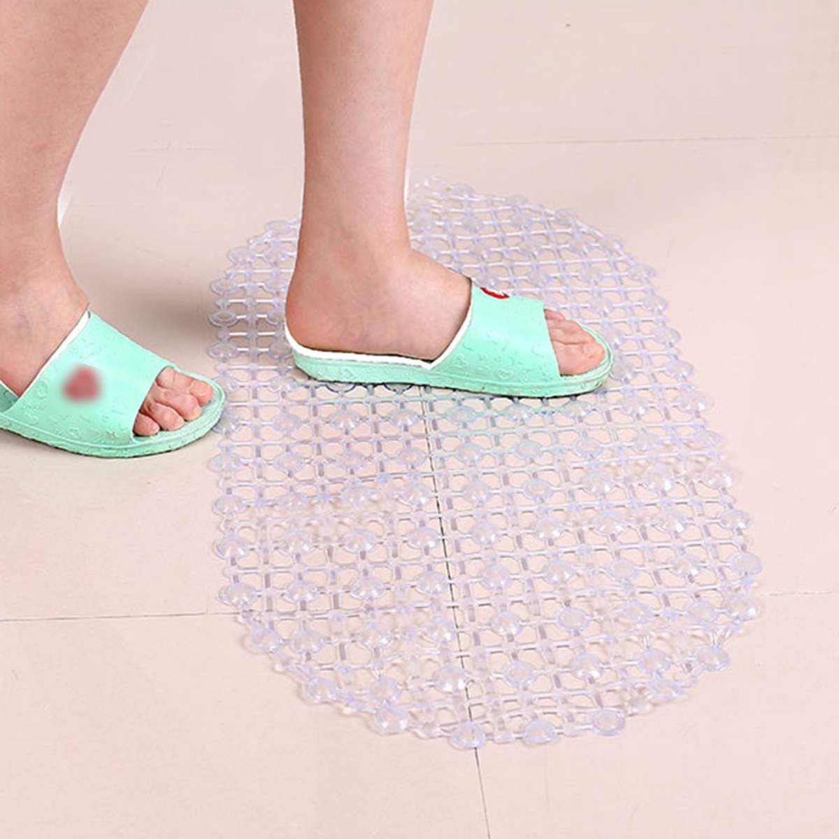 1pc PVC Anti Skid Suction Cup Grip Shower Bath Tub Mat Non-Slip Bathroom Shower Rug For Toilet Bath Shower Room Decor