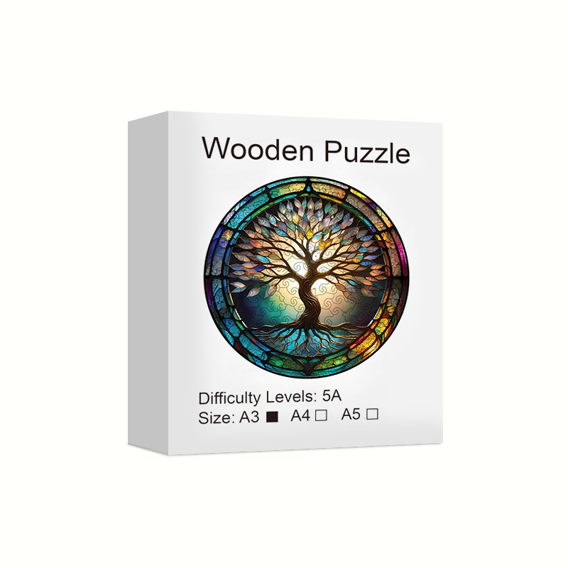 Puzzle in legno con albero colorato per adulti, pezzi a forma di animale, giocattoli antistress, regali di compleanno di Natale, giochi per famiglie: Rosso