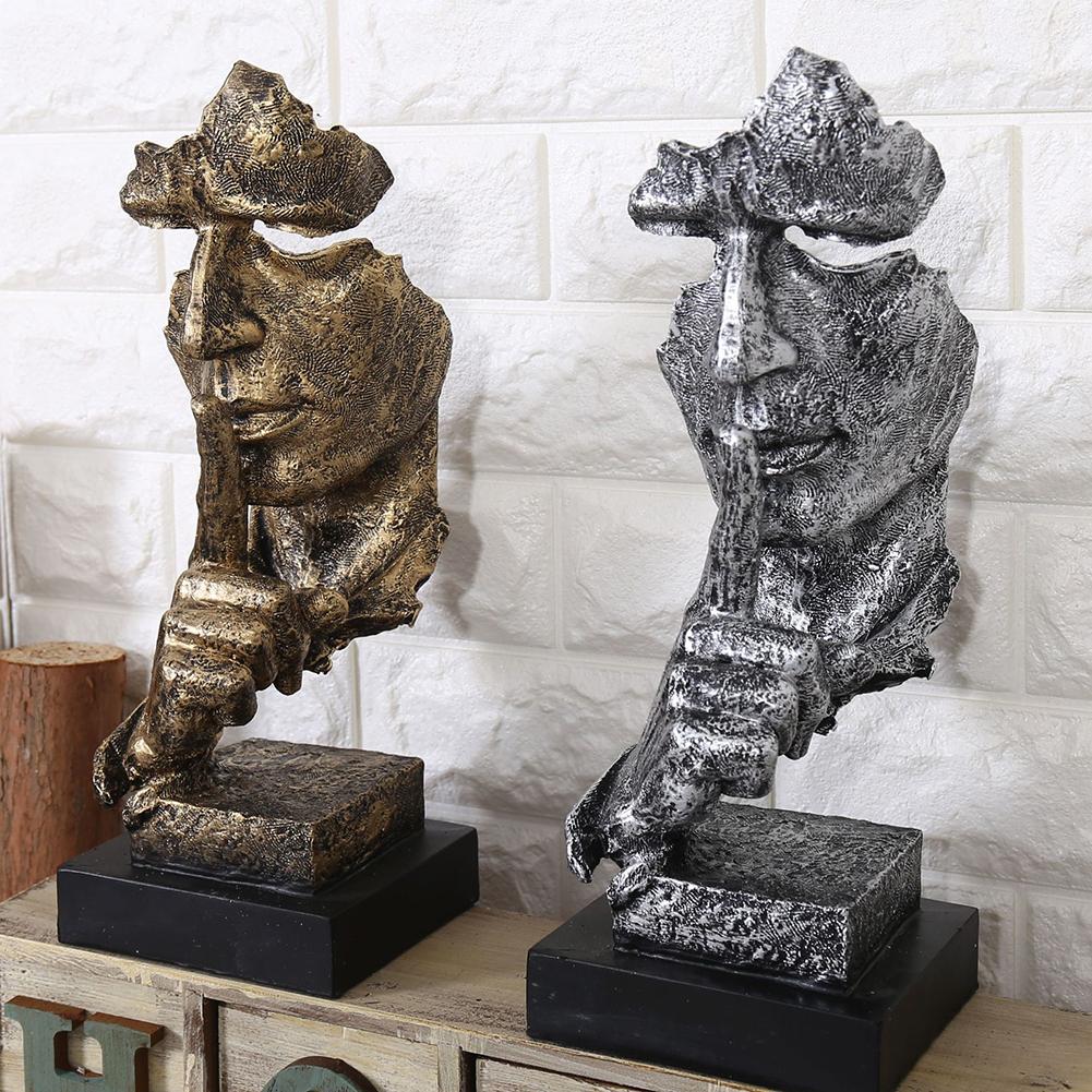XYQXYQ Abstracte kunst sculptuur, hars goud decoratief standbeeld, moderne witte ornamenten voor woonkamer, decorativas modernas voor salontafel, hal en kantoor verzamelobjecten (zwart
