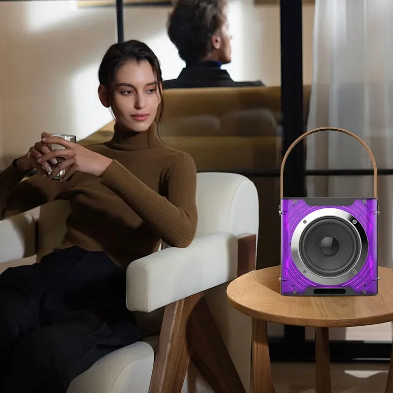 Altoparlante Bluetooth Karaoke ad alta potenza Musica Ritmo Luce Subwoofer wireless surround stereo 360 con supporto per telefono con doppio microfono