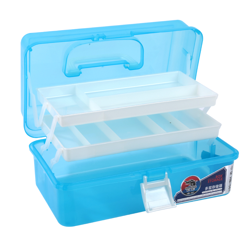 32x18x14cm Multi-grid Plastic Storage Boxes Household Portable Box Makeup Storage Box Small Grocery Box Jewelry Box Tool Box: sky blue