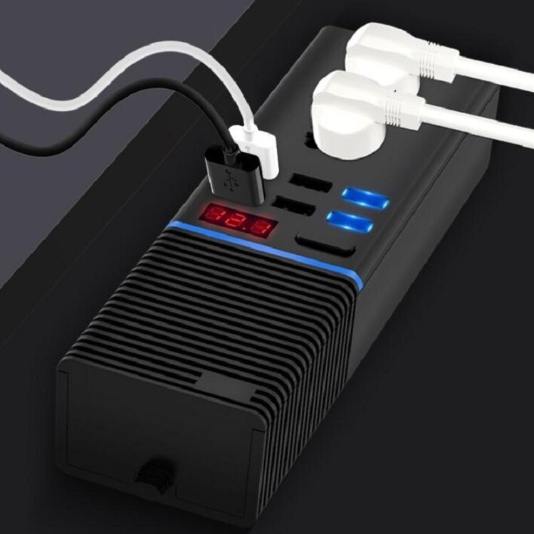 Bil inverter 12v/24v to 220v husholdnings strømomformer multifunktion 200w qc 3.0 hurtigoplader bilstik til bil/lastbil