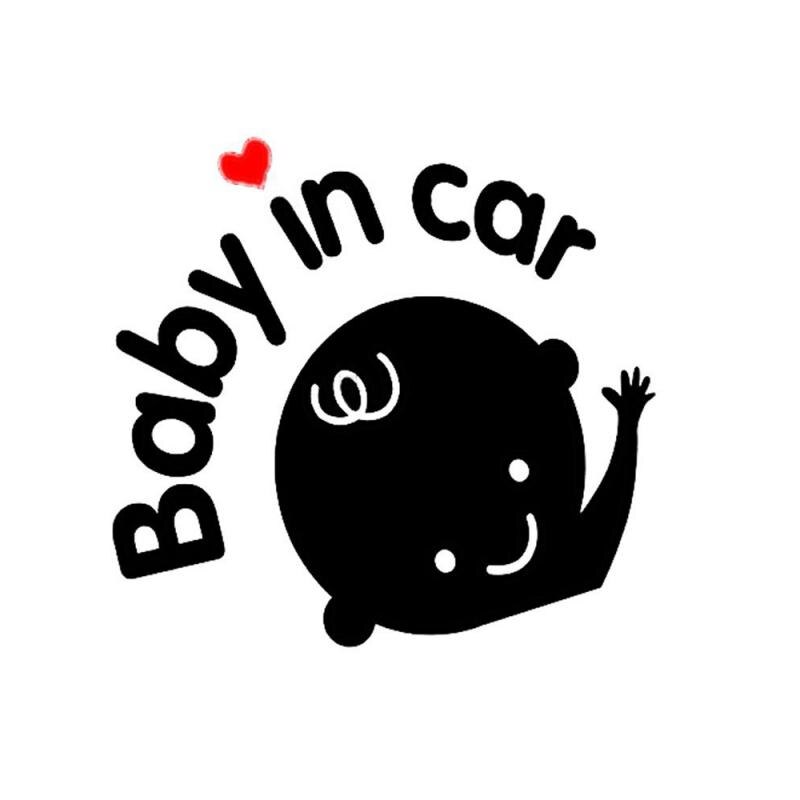 Funny Car Sticker 3D Cartoon Stickers Reflective Baby In Car Warning Safety Sign Car Sticker Baby On Board Sticker: A black