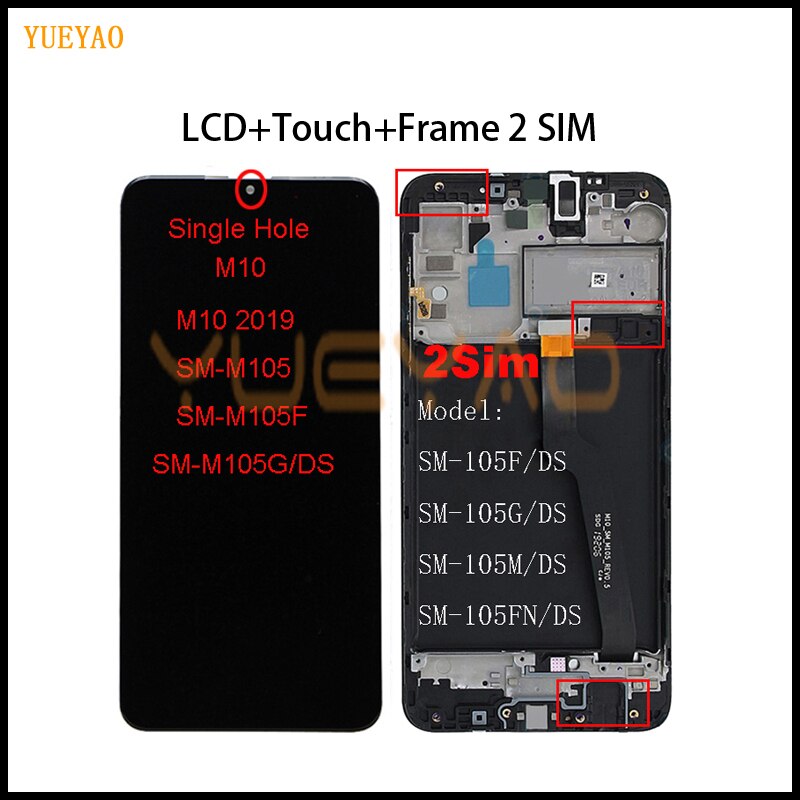 Voor Samsung Galaxy A10 A105 A105F SM-A105F Lcd-scherm Vervanging Digitizer Vergadering Voor Samsung M10 M105F Lcd: M10 2SIM WithFrame
