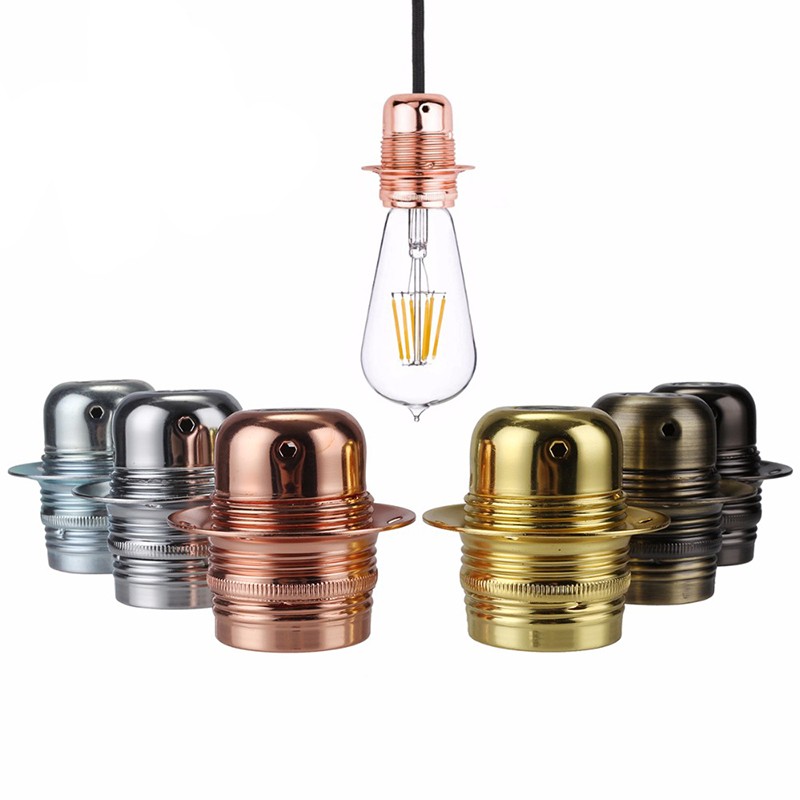 Portalámparas de Metal E27 E26, casquillo de lámpara Edison Vintage pulido con anillo, Base de lámpara DIY para accesorio de iluminación