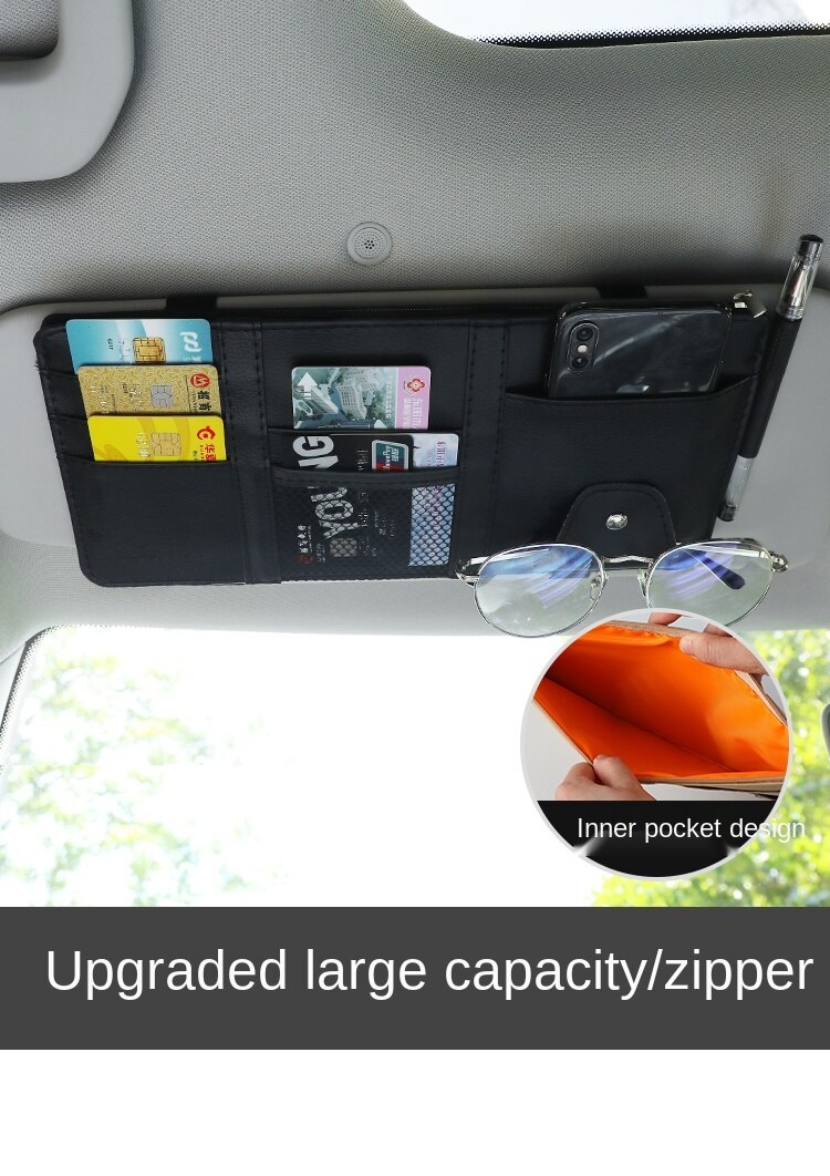 Automotive Sun Louver Storage Multifunctional inside the Car Glasses Clamp Card Buggy Bag Card Package Bill Document Bag: y