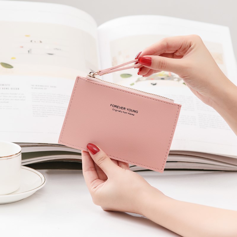 Qiuyin célèbre rétro court coréen portefeuille femmes sacs en cuir portefeuille pochette porte-monnaie mince sac mignon sac à main Minnie: pink wallet