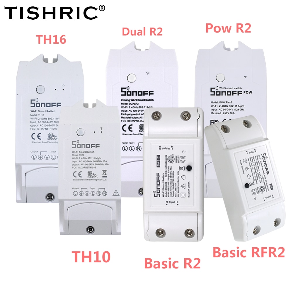SONOFF básicos R2/TH10/TH16/doble/POW R2/básica RF interruptor inalámbrico inteligente luz temporizador 220V Wifi interruptor Módulo de automatización de domótica