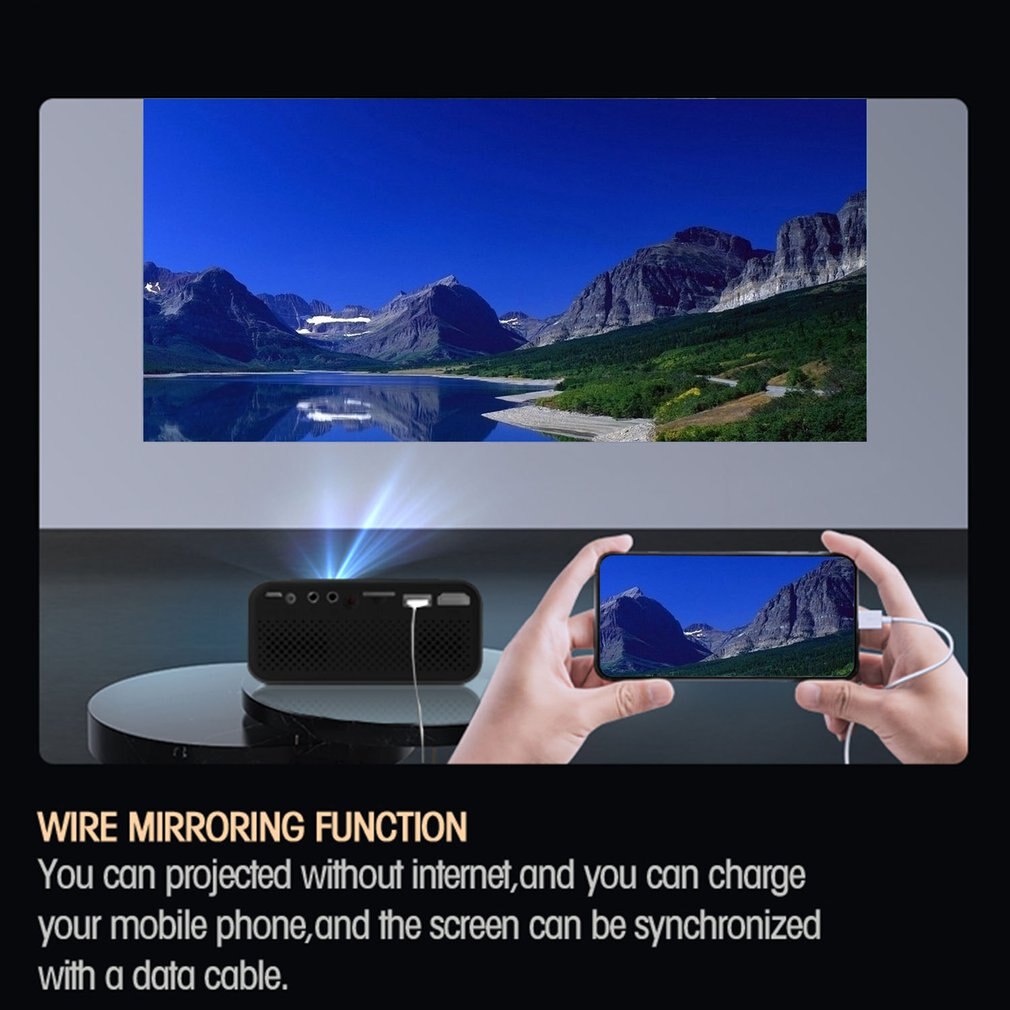 Black YT500 Mini Projector Led Home Theater Video Beamer Supports 1080P USB Audio Portable Home Media Player Kids
