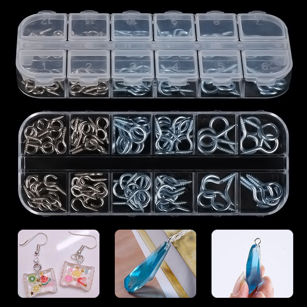 100Pcs Cup Haken Eye Schroeven Zilver Eyebolt Sluitingen Schroefdraad Peg Muur Hanger Tool Sieraden Bevindingen Lamp Opknoping Assortiment Kits
