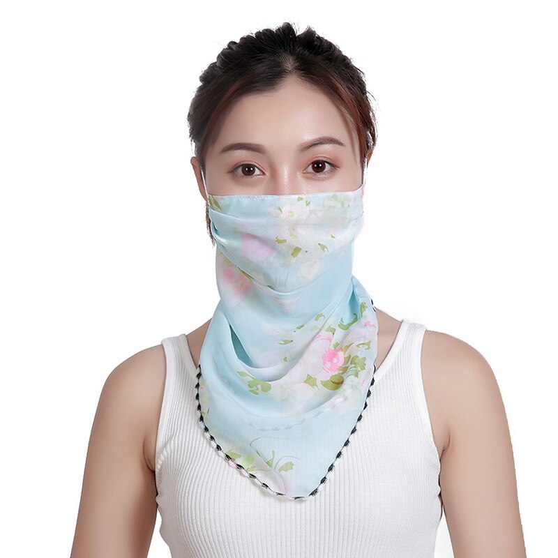 Été Protection solaire masque facial femmes écharpe en mousseline de soie conduite en plein air cyclisme masques parasol cou crème solaire masque soie Mascarillas: 14