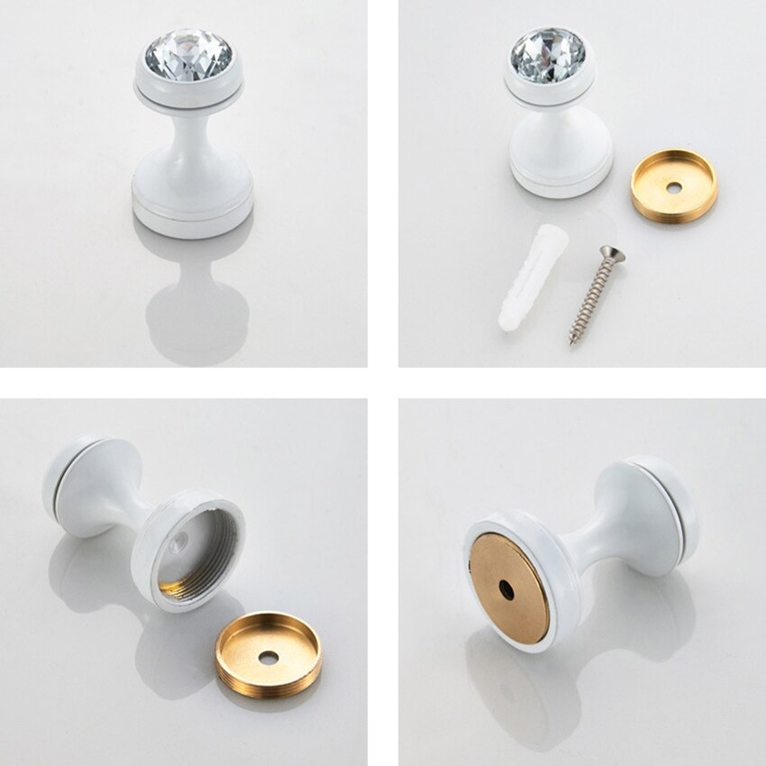 Wall Mounted Crystal Hook Hanger Brass Hook Mini Single Hook Robe Hook with Screws for Hanging Clothes Coat Key Hat Jewelry