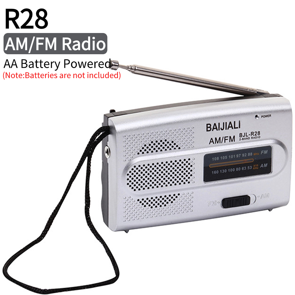 Fm/Am Radio Dual Band Draagbare Weerradio Batterijgevoede Muziekspeler 3.5Mm Jack Ingebouwde Luidspreker Met Telescopische Antenne: Paars