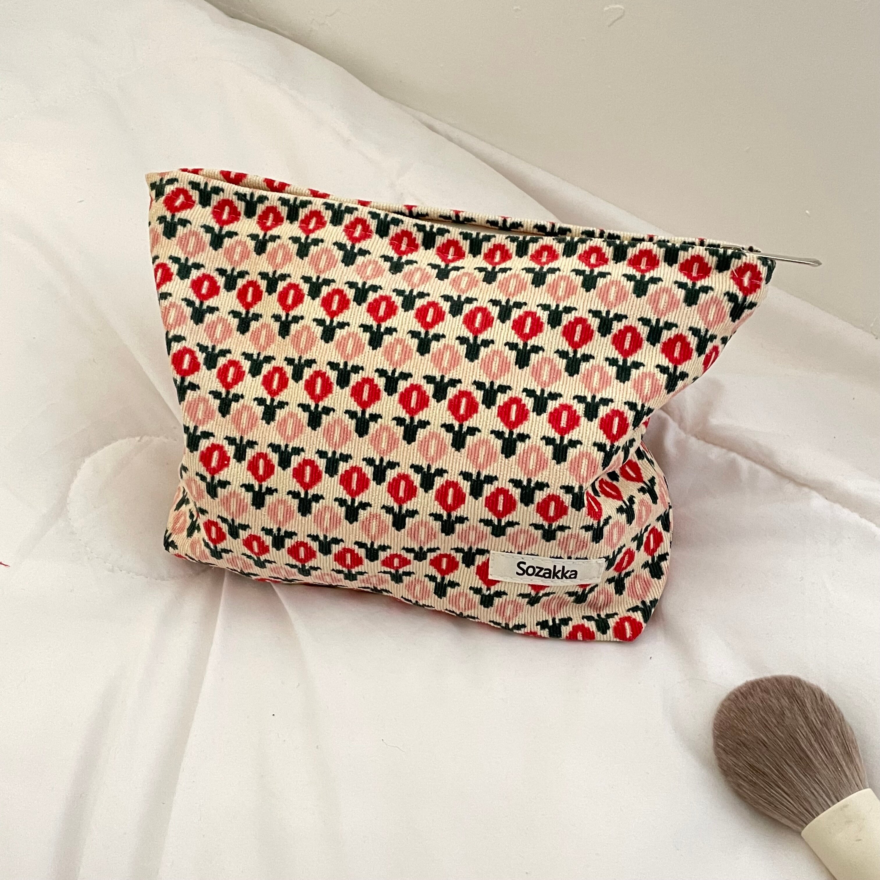 Kabel Kosmetik Tasche retro Blume drucken Kosmetik Tasche Tragbare Waschen Tasche Frauen Reisen Kosmetik Tasche Schönheit Lagerung Tasche: a