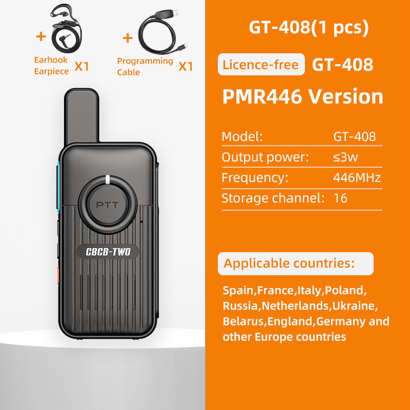 CBCBTWO GT-408 Mini Walkie Talkie And Light Body Radio Communicator for One Day Restaurant Commuting Plastic Surgery Hospital: Clear