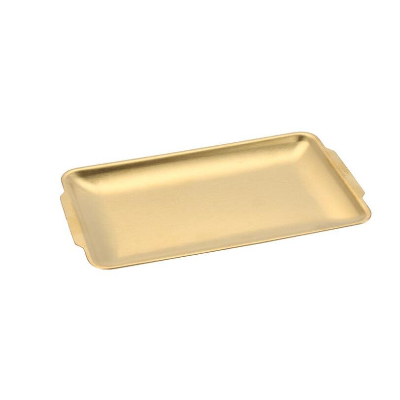 Rectangular Dinner Plate Golden Tray Barbecue Dish Snack Fruit Pan 304 Stainless Steel