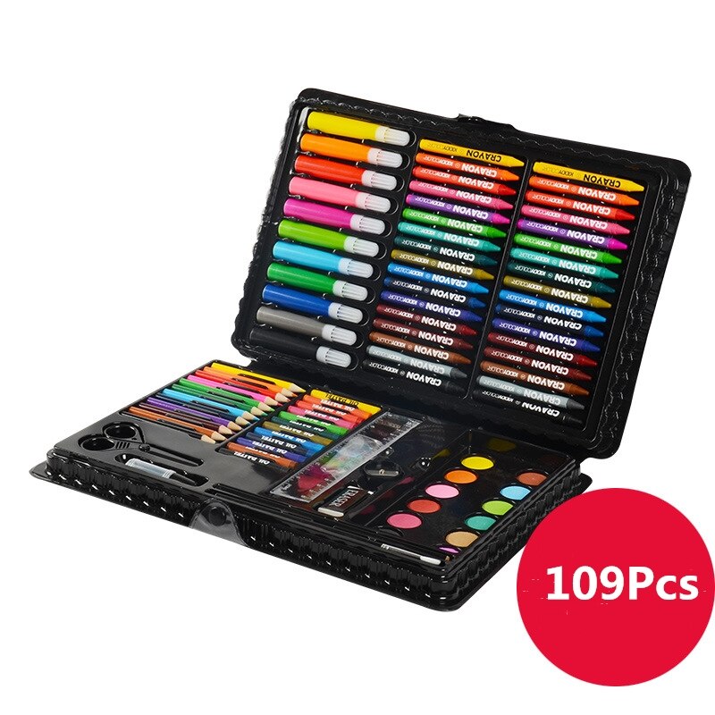 109pcs Children's Drawing Tools Art Watercolor Pen Set Manga Pen Brush Pen Set Painting Brush Pen Sketch Pen Artist: Black
