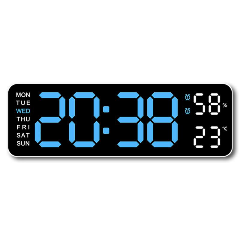 LED-Digital-Wanduhr, großes Anzeige, batteriebetriebener Wecker mit Temperatur, Datum, Woche, Schreibtisch und Wanduhr, Часы Espero: Weiß
