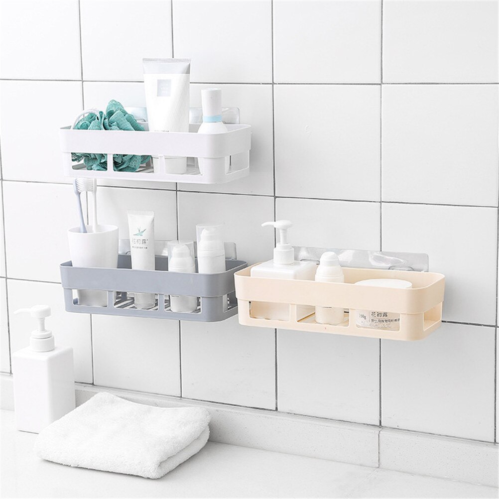 Strong Suction Cup Wall Mounted Holder Wall Rack Shower Lotion Organizer Kitchen Bathroom Shelf Adhesive Badkamer Storage Rack