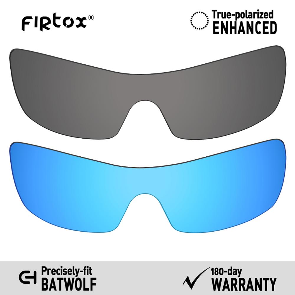 Firtox verdadeiro uv400 lentes polarizadas substituição para-óculos de sol oakley batwolf oo9101 (lente compatível apenas)-várias cores: Black-Blue