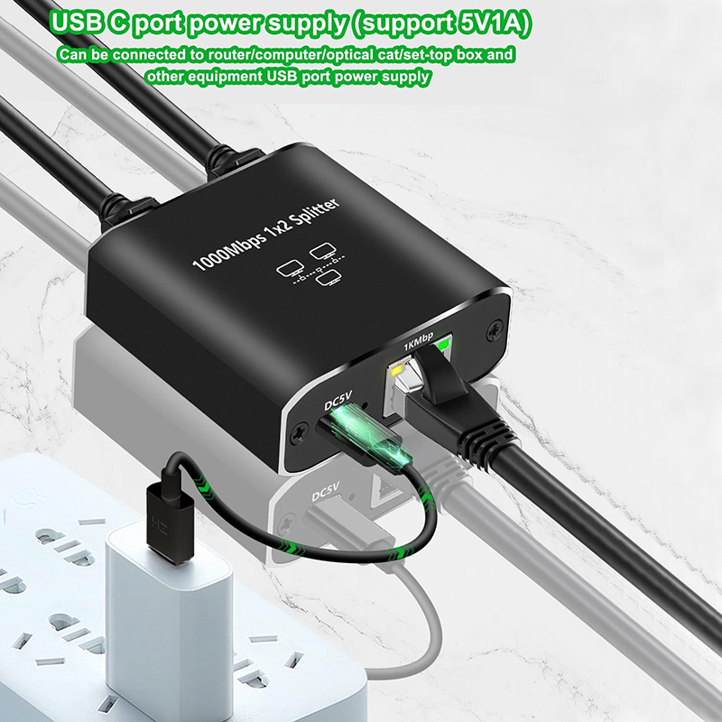 RJ45 Network Cable Switch Hub 1 In 2 3 Out Converter 1000Mbps Gigabit Ethernet Switch Hub Wire Divider PC LAN Extend Adapter