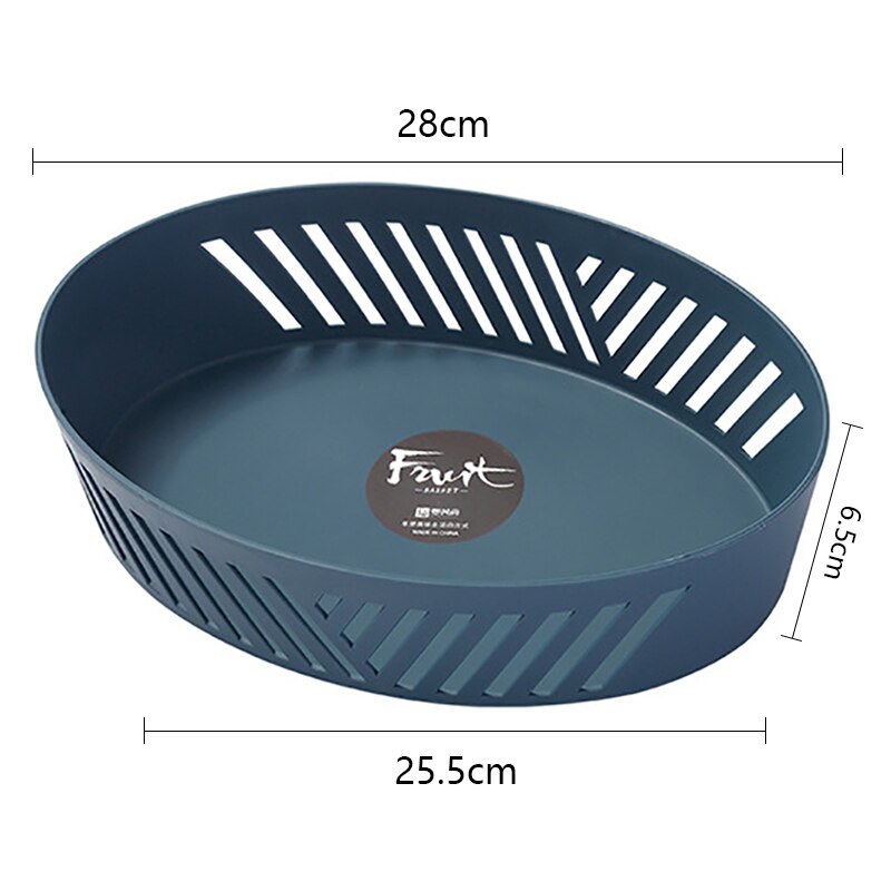 Fruit Candy Snack Storage Tray Kitchen Fruit Vegetable Storage Hollow Drain Basket Plastic Fruit Trays Plate Kitchen Organizer: Oval blue