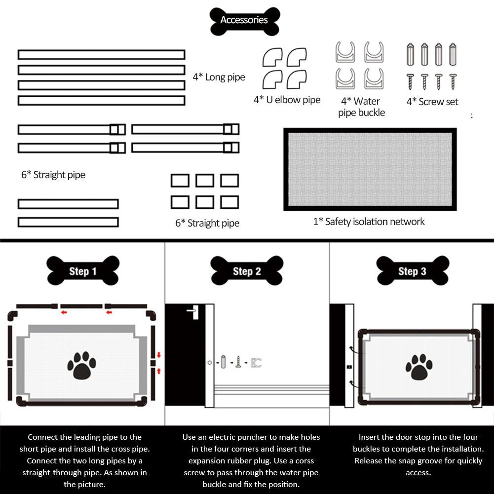 Safety Pet Dog Fence Gate Safe Guard Enclosure Dog Fences Dog Gate The Ingenious Mesh Magic Pet Gate Isolation network For Dogs