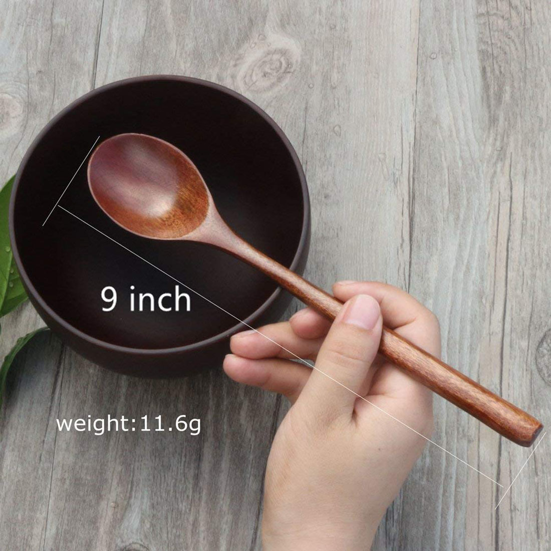 Cucharas de madera, 6 piezas, cucharas de madera para comer mezclar batir la cocina, cuchara de mango largo con estilo japonés cocina Ute