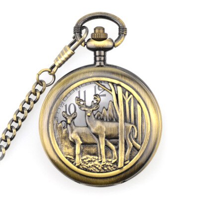 Antieke Moose Quartz Zakhorloge Vintage Bronzen Romeinse Aantal Wijzerplaat Hanger Klok Horloge