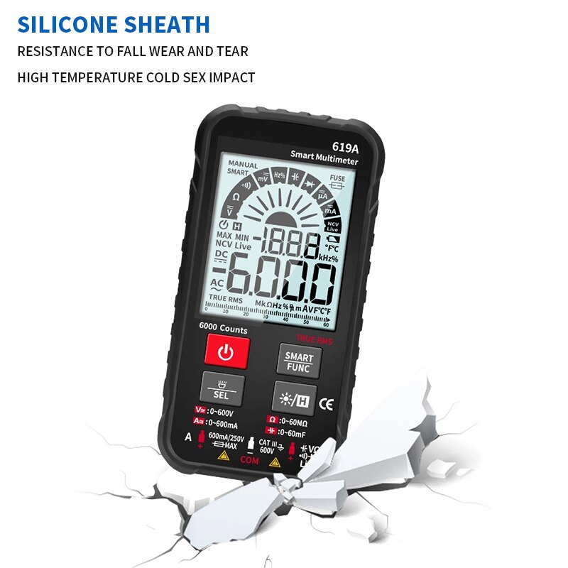 Digital Multimeter AC/DC Currents Voltage Testers True RMS 6000 Counts Analog Bar Multimetro NCV Meter
