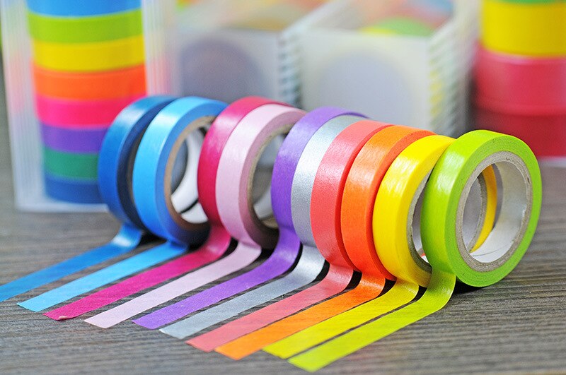 DIY 10x Regenboog Roll DIY Washi Sticky Papier Tape Afplakband Zelfklevende Tape Scrapbooking voor Decor Scrapbook Fotoalbum