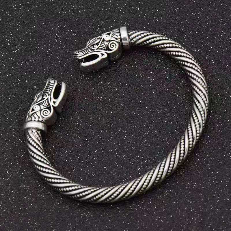 CHUHAN Dragon Head Open Bracelet Men's Bracelet Faucet Bracelet Zodiac Dragon Head Open Bracelet for Men Jewellery