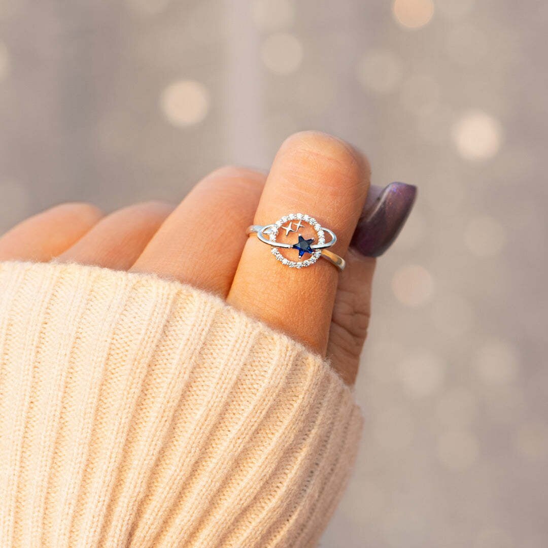 Speciale Star Planet Ring Saffier Ster Maan Ring, leven Is Een Reis Planeet Ring Moederdag Sieraden Anillo