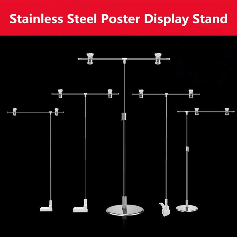 Height Adjustable Poster Stand Stainless Steel Advertising Dack Display Banner Stand Holder Store Counter Display