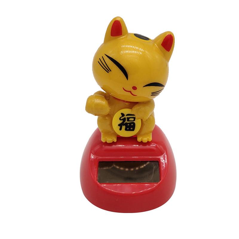 Lovely Solar Power Cat Interior Ornament Home Decor for Kids Toy Birthday: Gold