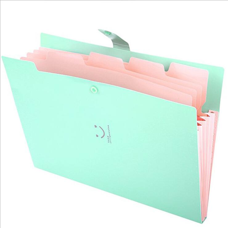 Document folder organizer expandable folders with 5 pockets A4 format snap closure plastic document bags