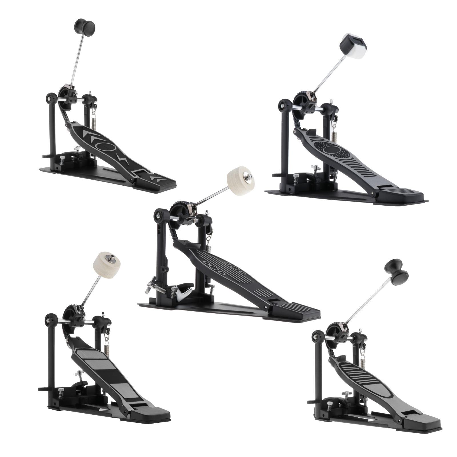 Metal Single Bass Drum Pedal Dual Chain Drive Foot Pedal Black