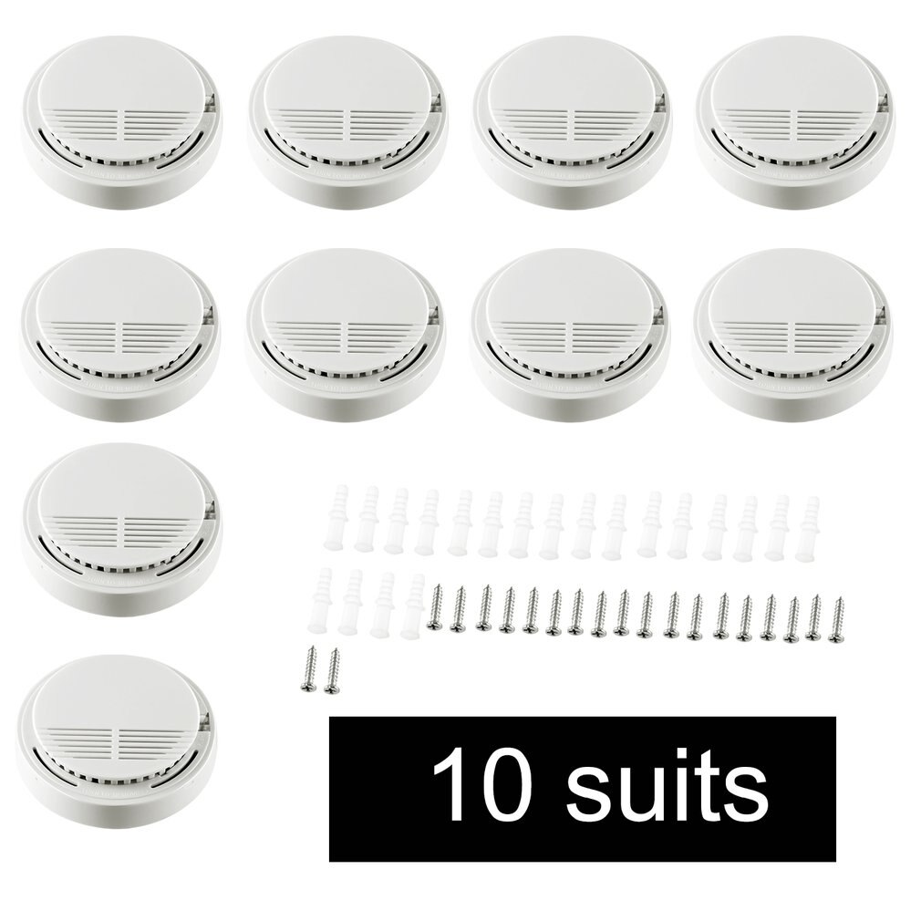 2/5/10pcs Fire Smoke Sensor Alarm Sensitive Photoelectric Independent Fire Smoke Detector for home security alarm system: 10 pcs