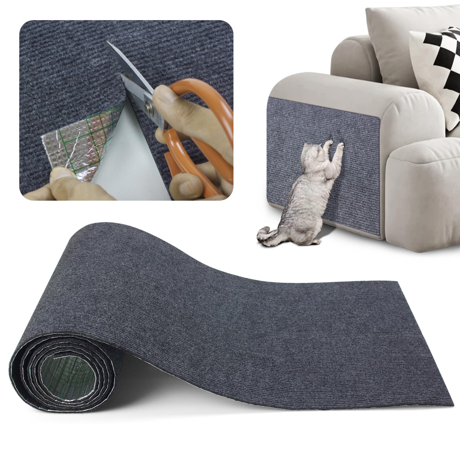 Tapis Auto-Adhésif à Gratter pour Chat, Planche Murale Anti-Rayures pour Canapé, Protection de Canapé, Aiguiser les Pattes, Réglable, DIY