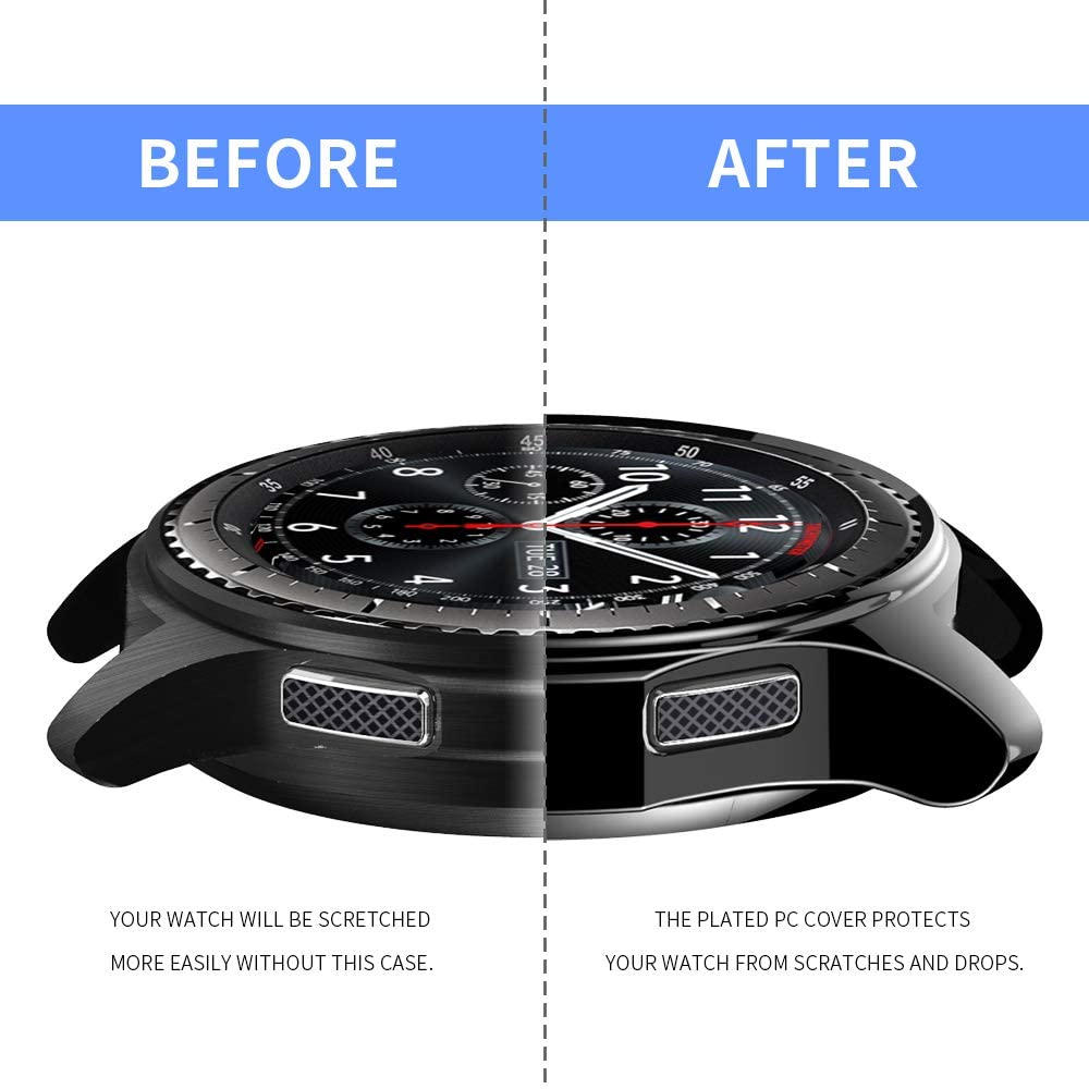 Case for Samsung Galaxy Watch 46mm Cases & Gear S3 Frontier Soft TPU Smart Shockproof Case Cover Bumper Protector Frame Plated